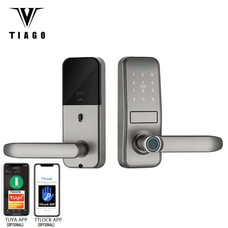 Смарт-замок Tuya электронный со сканером отпечатков пальцев замок для дверей с