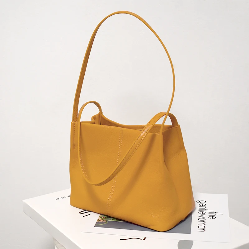 

Simple small group head leather bag large capacity bag hand bag shoulder bag women's bag