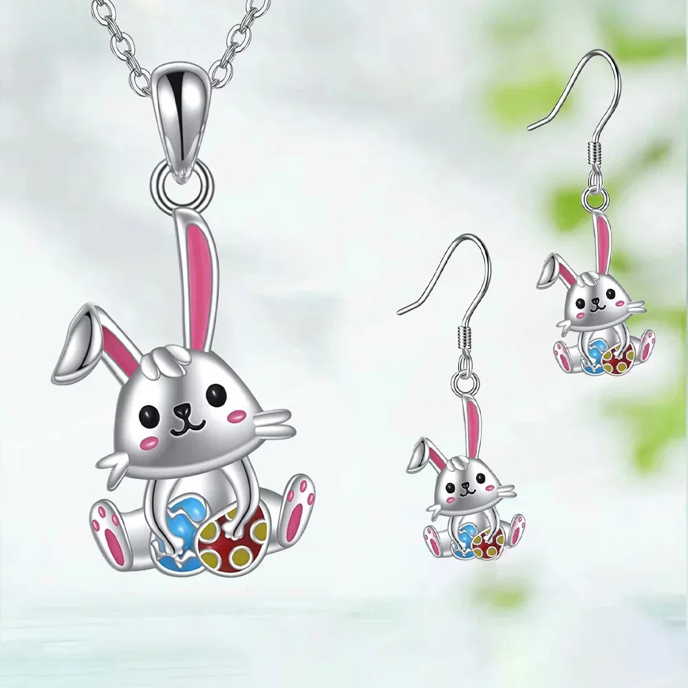 Fashion3 шт./компл. милый мультяшный пасхальный кролик ожерелье серьги подарок на