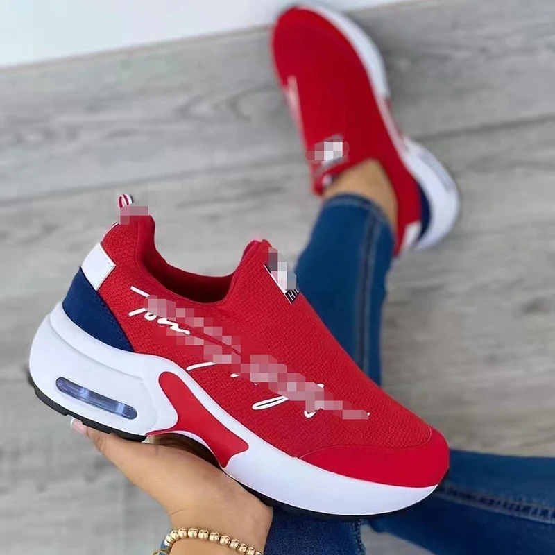

Women's Wedge Shoes Casual Breathable Wedge Heel Women's Walking Sneakers 2022 Summer New Thick Sole Solid Color Flat ShoesMujer