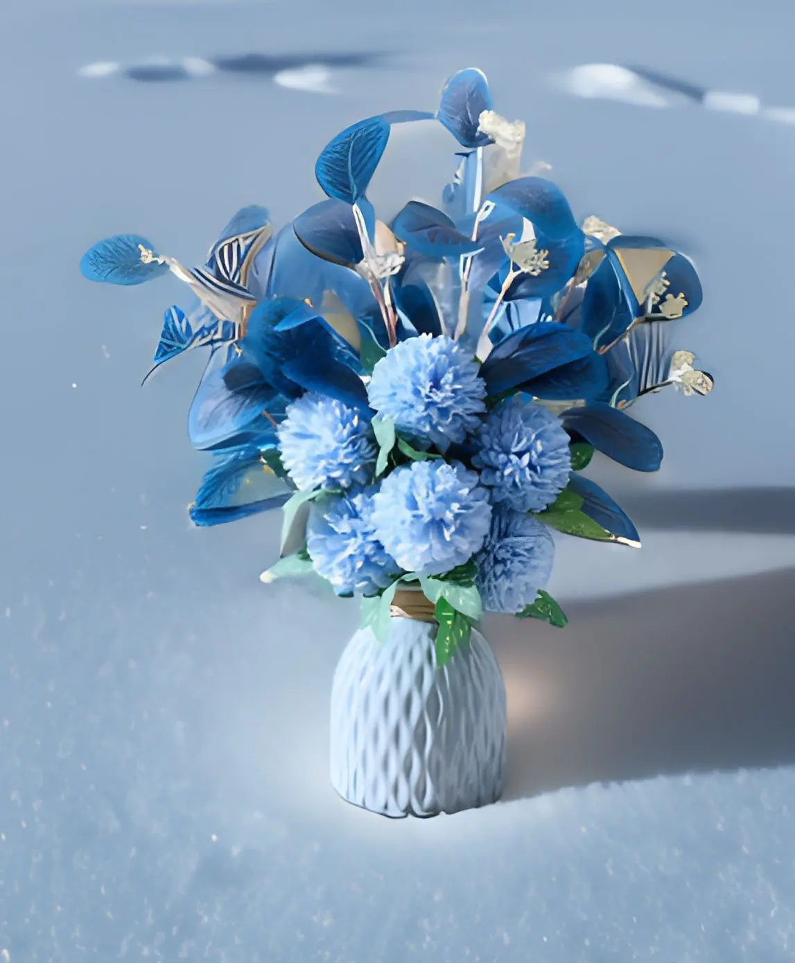 

Fake Flowers Blue Bouquet Hydrangea Artificial Flowers Chrysanthemum Silk Flowers Artificial for Decoration Flower Centerpieces