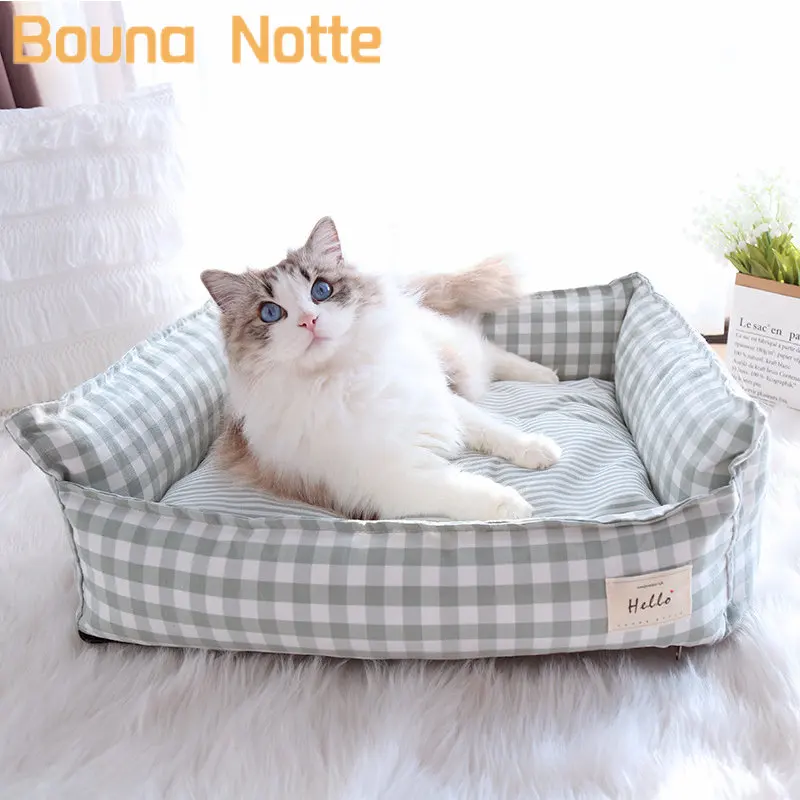 

Съемный моющийся хлопковый льняной удобный коврик для сна для собак мягкая теплая кровать для собак и кошек