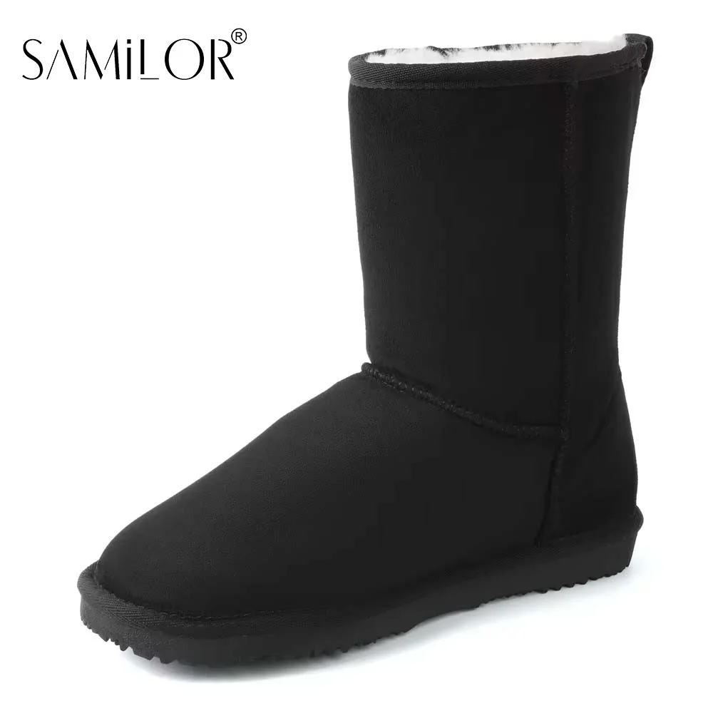 Samilor модные женские зимние ботинки до середины икры однотонные замшевые на