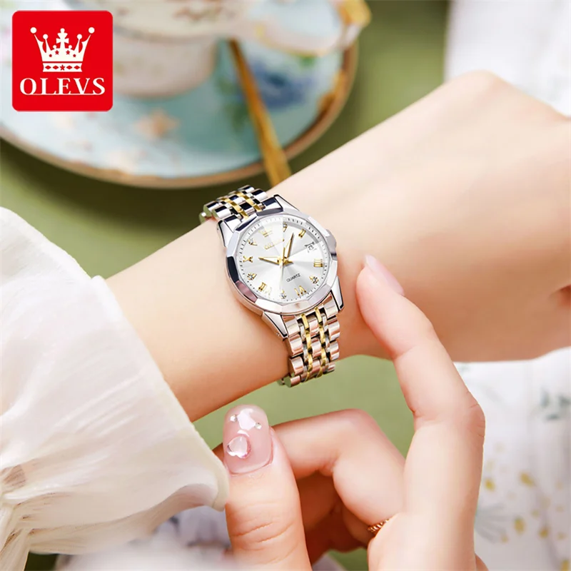 OLEVS Fashion Women Watches Ladies Top Brand Luxury Date Luminous Steel Bracelet Female Quartz Waterproof Watch Reloj Mujer enlarge