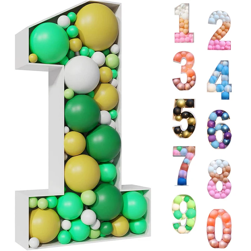 73cm Giant Number Mosaic Balloon Frame 0-9 Balloon Filling Box Stand DIY Kids Adult Wedding Birthday Party Decor Anniversary
