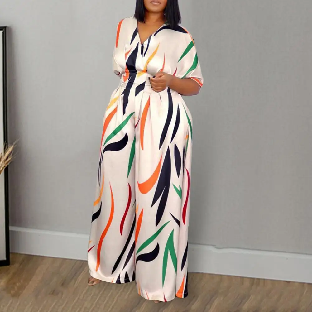 

Женский полосатый комбинезон с рукавом «летучая мышь» и высокой талией