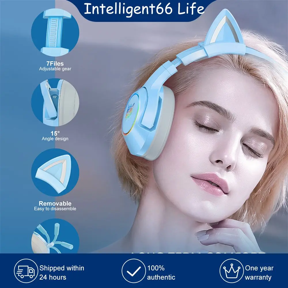 

Surround Computer Earphones Stereo Pink Elk Ear Headphones With Rgb Led Light Surround Sound Gaming Headset Computer Accessories