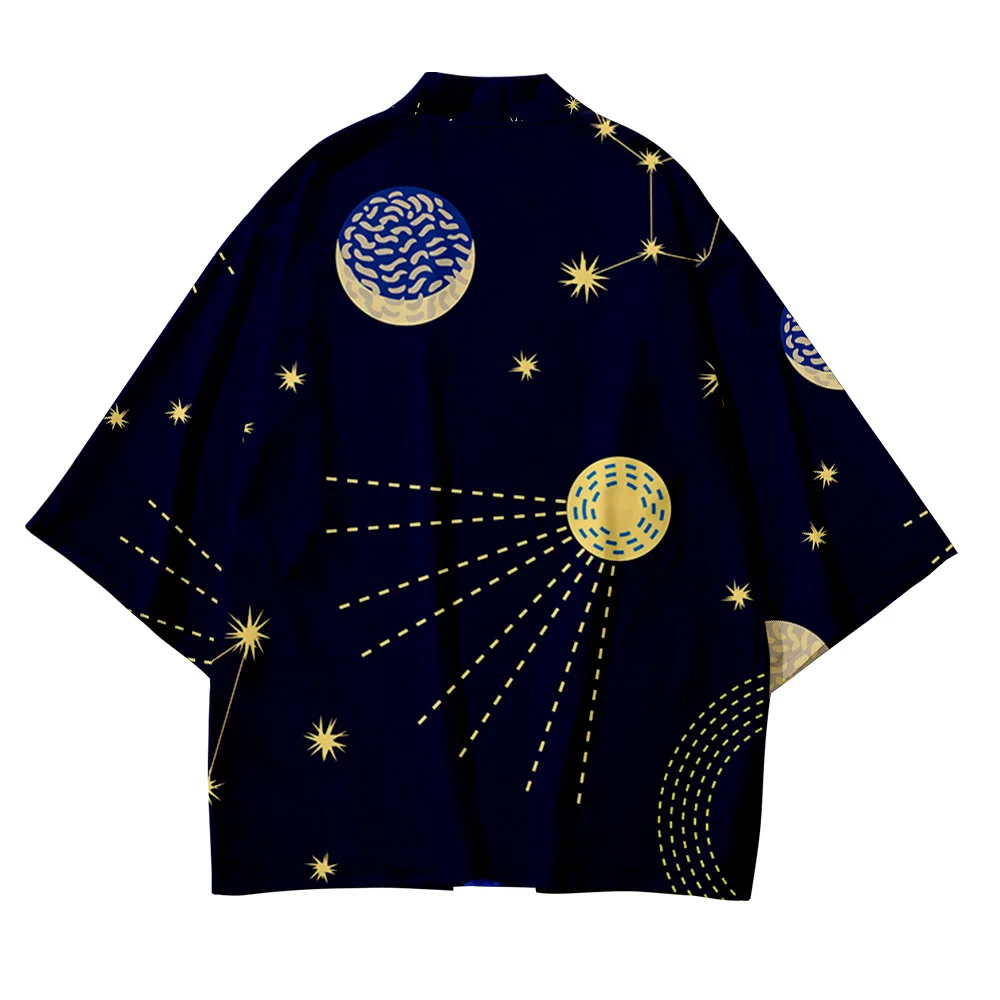 Женский и мужской кардиган свободное кимоно с геометрическим рисунком звездного