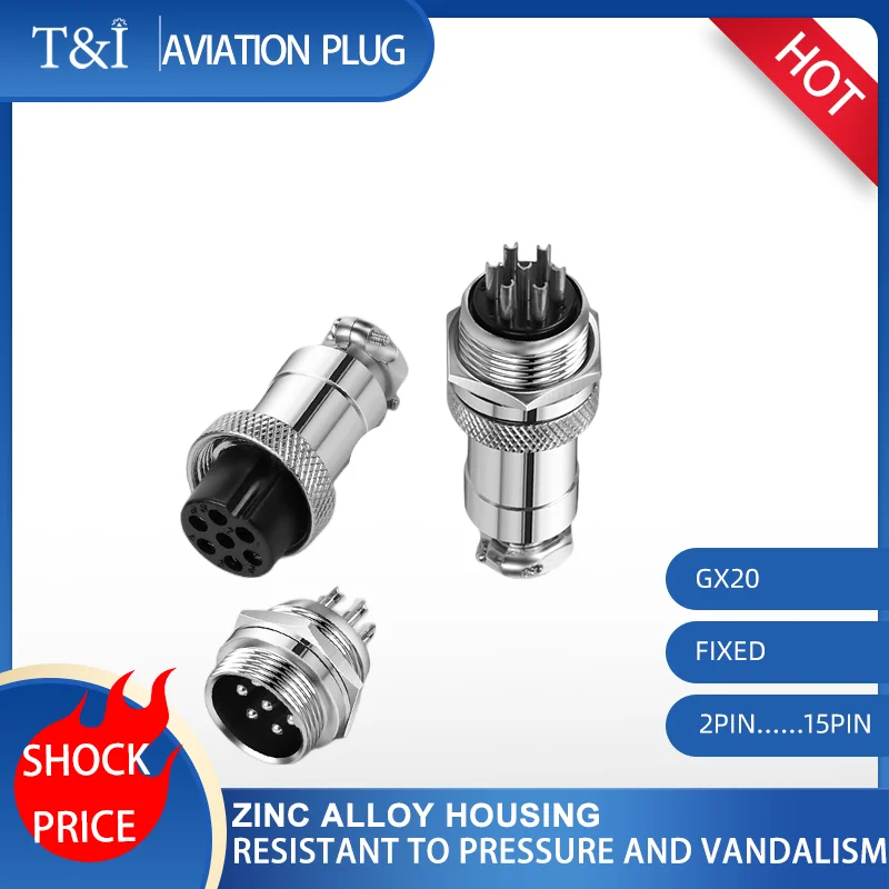 

1Set GX20 2 3 4 5 6 7 8 9 10 12 14 15 Pin Nut Type Male Female Docking Lc Cable Aviator Aviation Circular Connector Plug