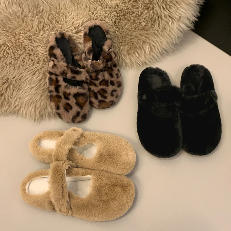 Леопардовые женские туфли на плоской подошве хлопковые тапочки короткая