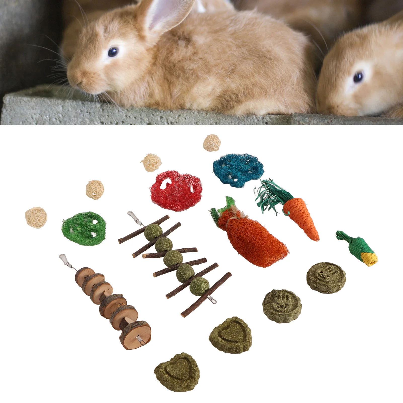 Подвесные жевательные игрушки в виде кролика деревянная игрушка шара из травы