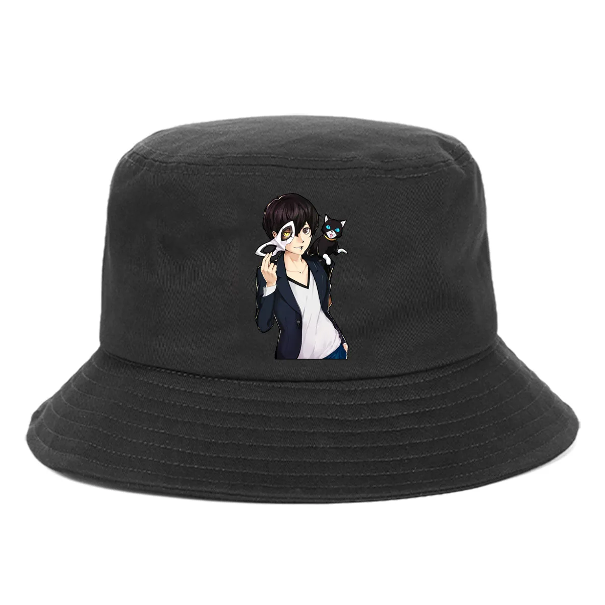 

Teenagers Cotton Cartoon Bucket Hat Women Summer Sunscreen Hat Outdoor Fisherman Cap Beach Cap Bucket Hat for anime Persona 5