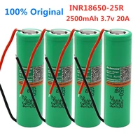 4pcs 100 original inr18650 25r 2500mah brand for 18650 li ion battery 2500mah rechargeable battery 3 6v inr18650 25rdiy wire