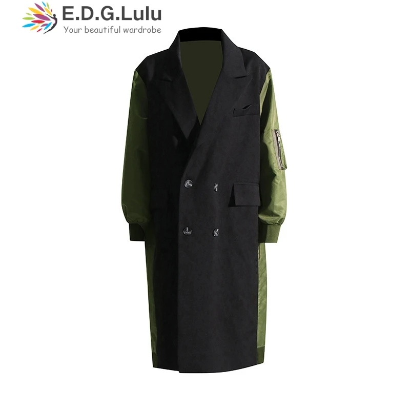 EDGLuLu элегантные женские двубортные пальто 2024 модное офисное женское черное