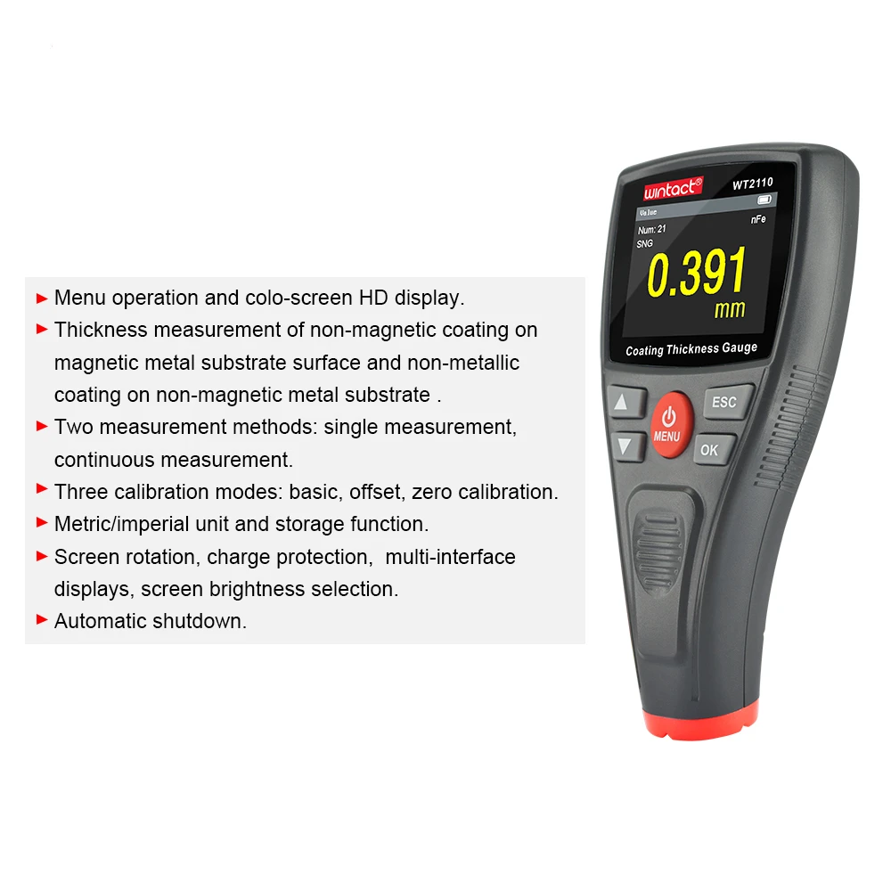 Толщиномер для покрытия Gt2110 Wt2110 двухцелевый толщиномер из железа и алюминия