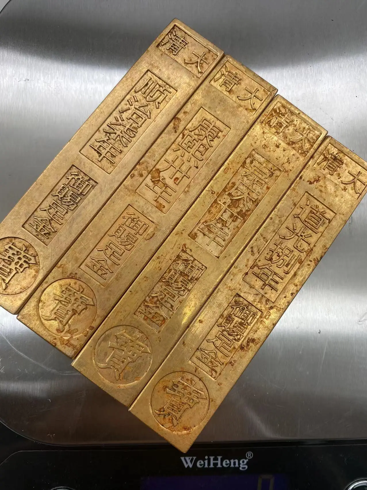 

china Random send Collection rotundity Qing dynasty statue golden bar gold bullion ingot Family decoration metal crafts