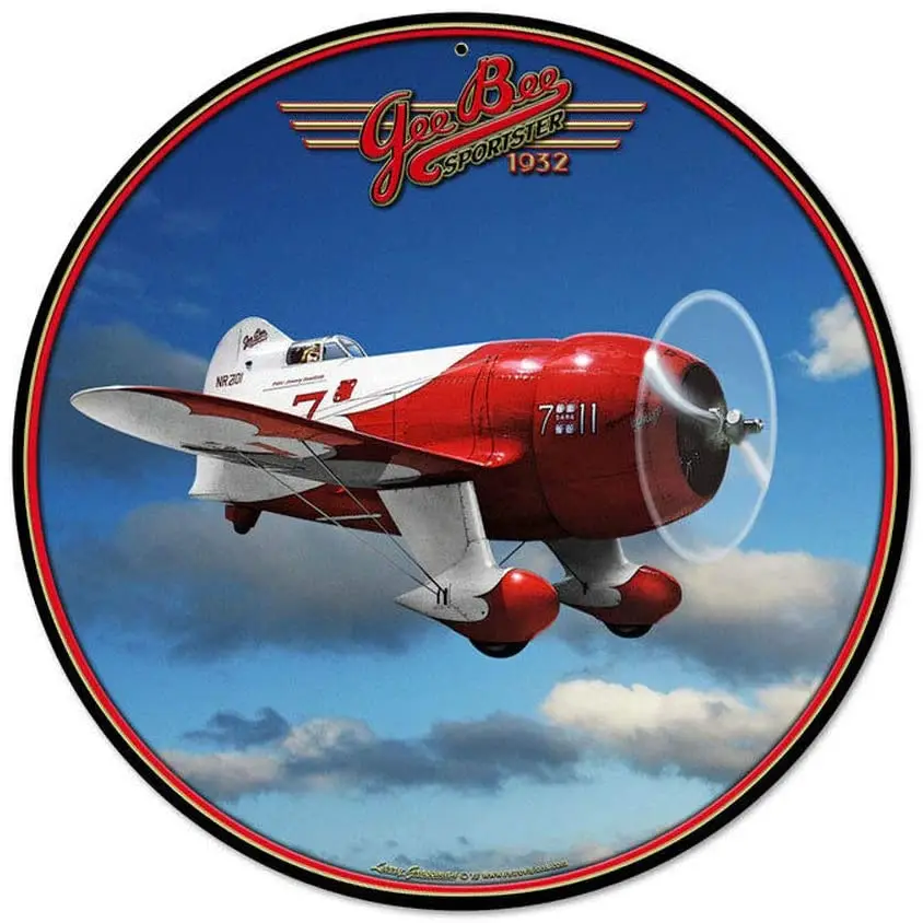 

Gee Bee Racer Round Metal Tin Sign Bar Cafe Home Garage Wall Decoration 12 Inch home decoration wall farmhouse home decor