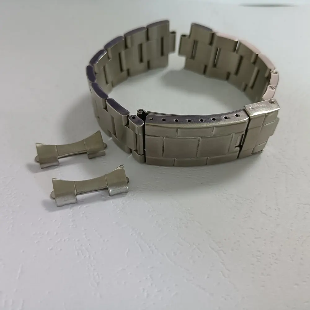 Watch Accessories 20mm Brushed Polish Stainless Steel Oyster Watch Band Curved End Strap Fit For RLX Watch