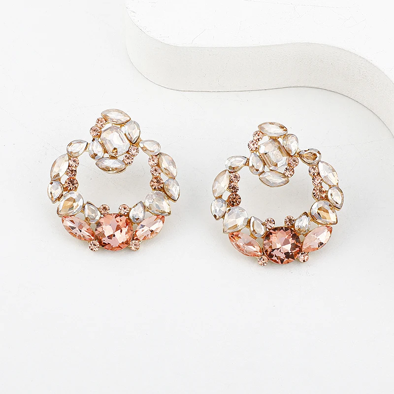 Серьги-гвоздики с кристаллами в виде листьев y2k