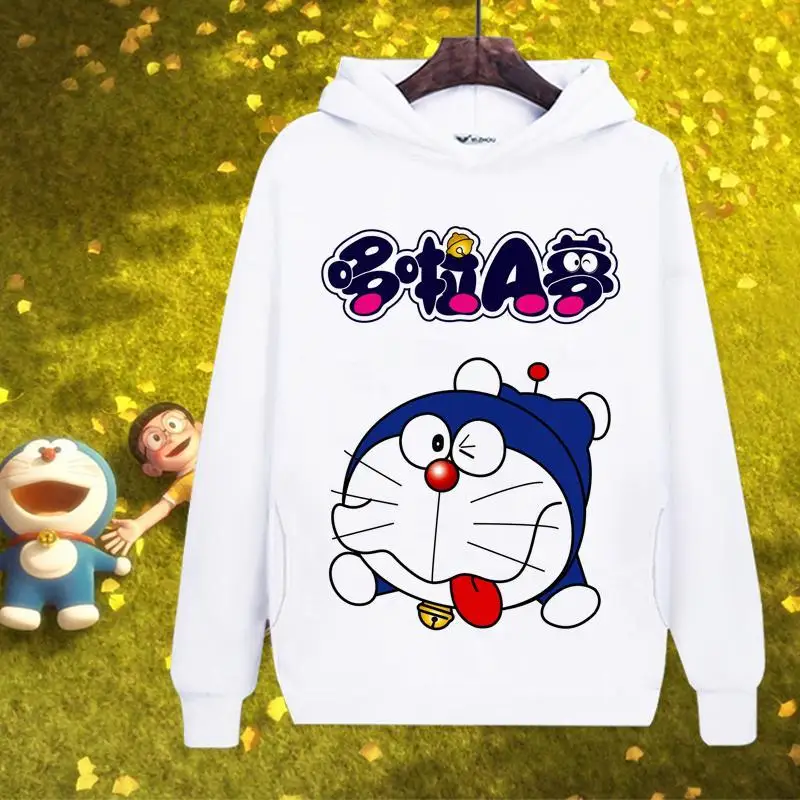 

Осенне-зимний свитшот с капюшоном Doraemon, мультяшный милый женский простой креативный свитшот с длинным рукавом для мужчин и женщин