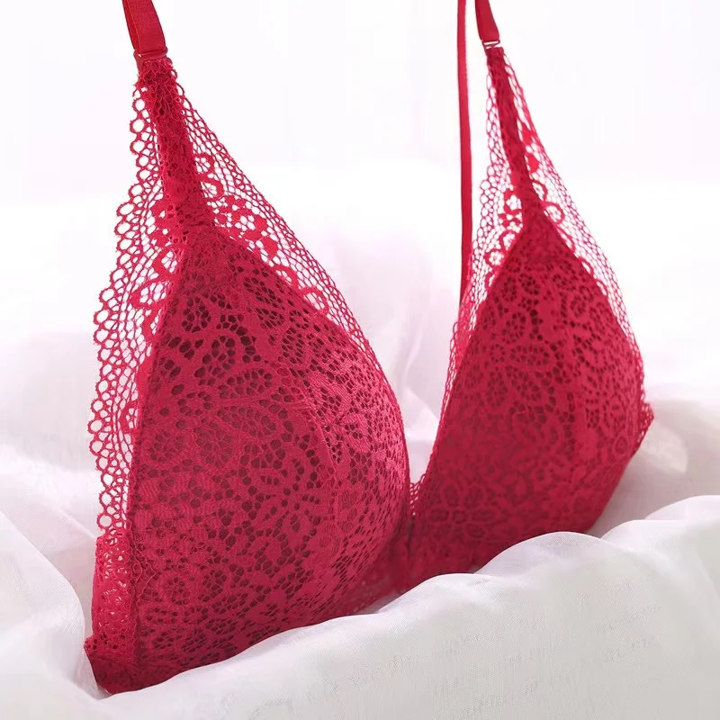 

No trace lace sexy no steel ring bra gather small chest buckle adjustment type upper beauty back less ladies underwear thin cup