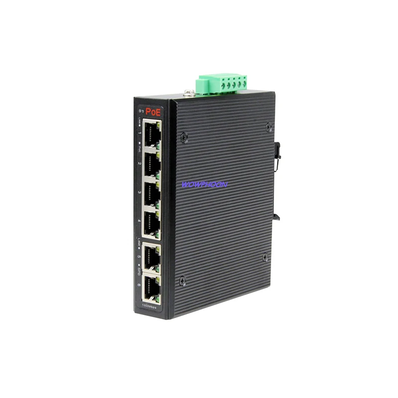6-port Full Gigabit Industrial PoE Switch 4 RJ45 ports and 2 RJ45 ports DC input: 48V-57V