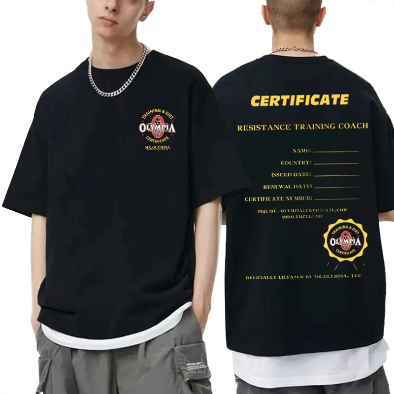 Футболка с графическим рисунком Training Diet Certifiate Mr Olympla для мужчин и женщин футболка