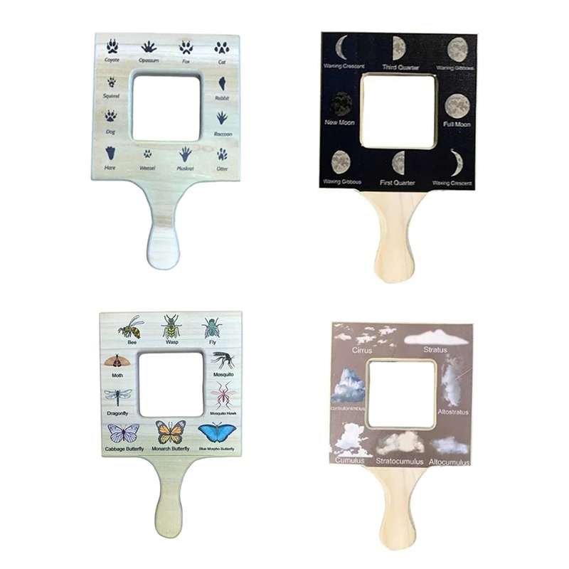Nature Guide Finder Деревянная ручная игрушка для малышей Двусторонняя доска Уличное