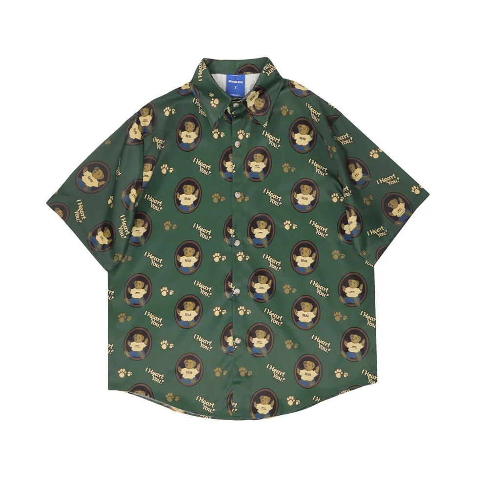 

OSCN7 Casual Printed Short Sleeve Shirt Men Street 2022 Hawaii Beach Oversize Women Fashion Harujuku Shirts for Men S327