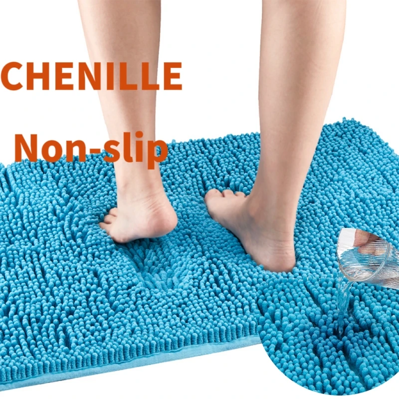 

Bathroom Floor Mat Thickened Rubber Bottom Chenille Carpet Bedroom Home Living Room Door Bathroom Absorbent Nonslip BathMat