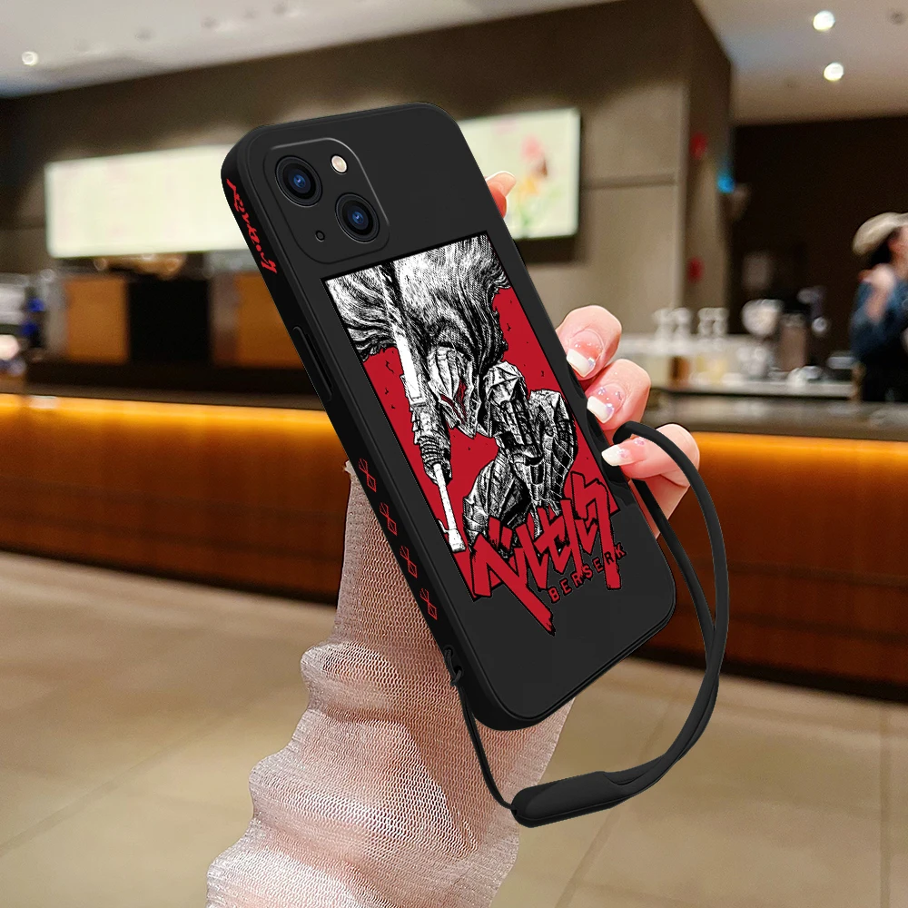 Фото Аниме Чехол Berserk для телефона Xiaomi Redmi Note 12 11 11T 10 10S 9 Pro Plus 10C 9A 9C 9T K40 K50 K60 4G с ремешком на руку №3
