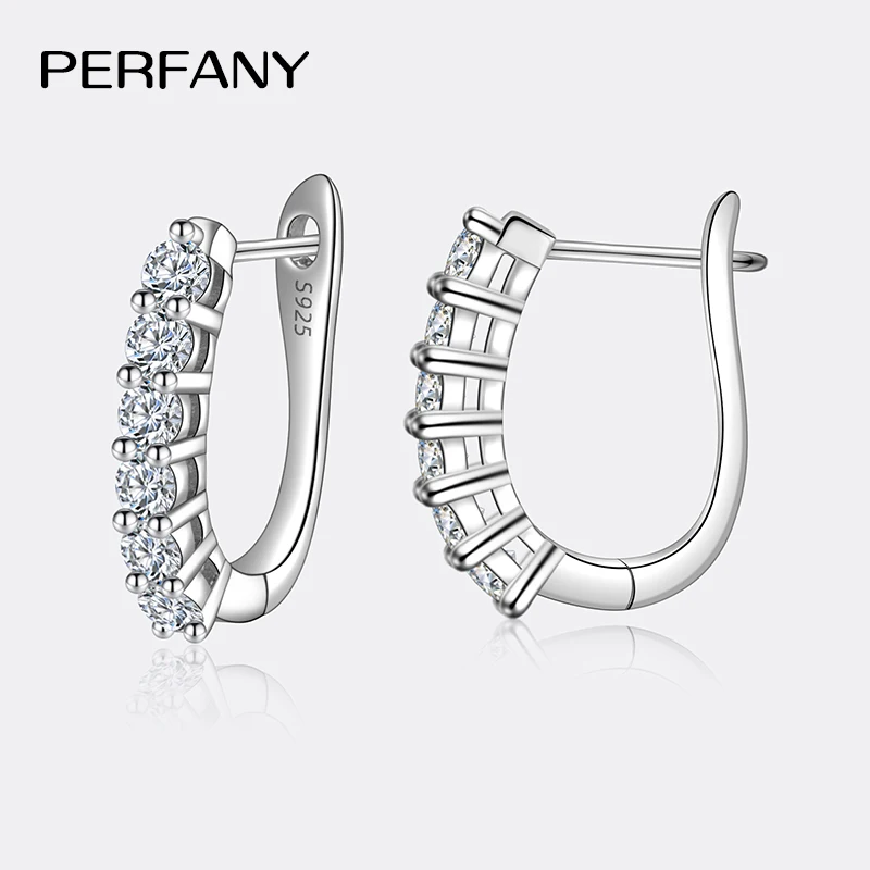 Фото Женские серьги PERFANY 1,2 карата с муассанитом из чистого серебра S925, сертифицированные GRA бриллианты, прямые пряжки для ушей, модные украшения №4