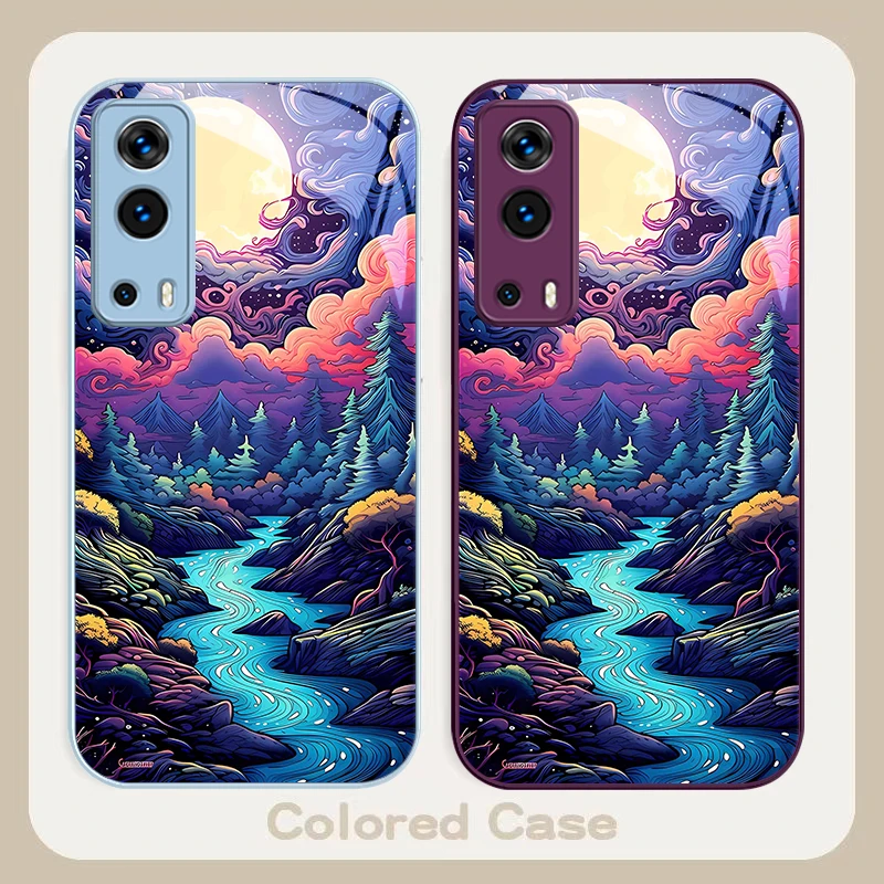Anime Forest Moon Rive For VIVO Y72 X100 Pro Y55 16 V20 29 V30 X60 Y11s Y20 X80 5G Y36 4G V23e Tempered Glass Phone Case