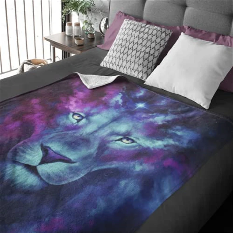 

Lion Flannel Blanket for Women Men Friends Parents Kids Holiday Gifts Customizable Text Pattern Super Soft Animal Print Blanket