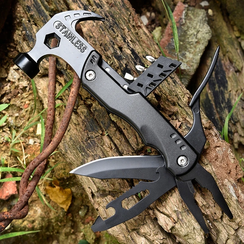 

Multifunctional Hammer Pliers Screwdriver Folding Knife EDC Multitool Outdoor Survival Camping Glass Window Breaker