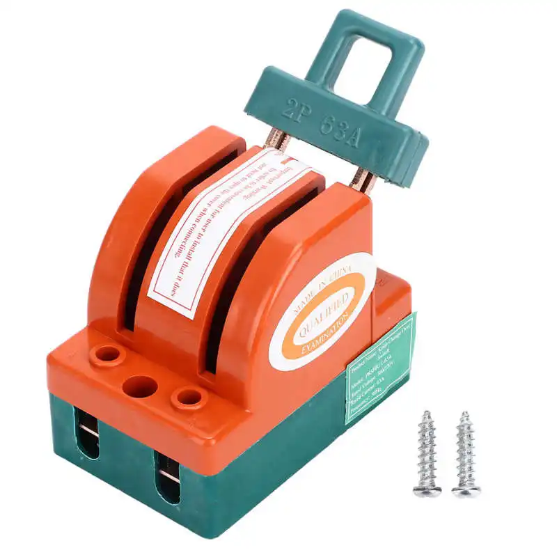 

Knife Safety Switch 2 Pole 63A AC 220V Single Throw ABS Copper Disconnect Knife Switch for Fail Safe Circuit Breakers