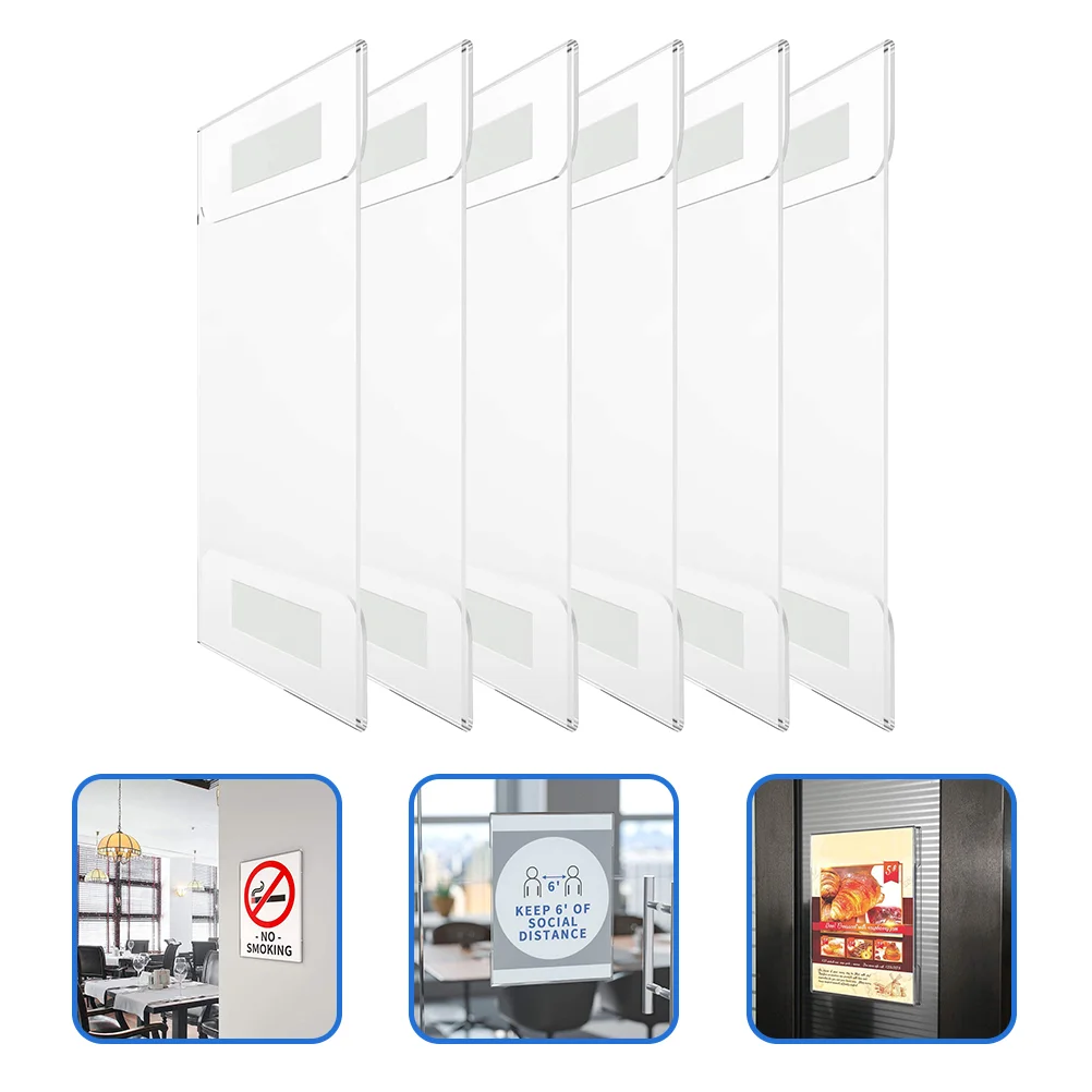 

6 Pcs Clear Frames Table Sign Holder Acrylic Display Stands Price Tag Number Holders Plastic Wedding