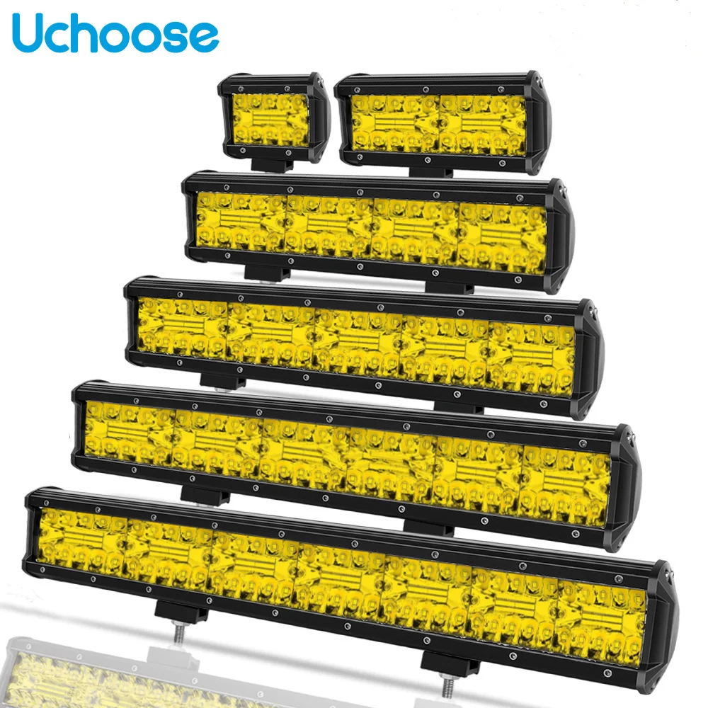 

4-20 Inch LED Bar Off Road Yellow 120W LED Work Light For Truck Jeep SUV UAZ 4x4 Tractor Boat 12V 24V LED Headlights Innovative