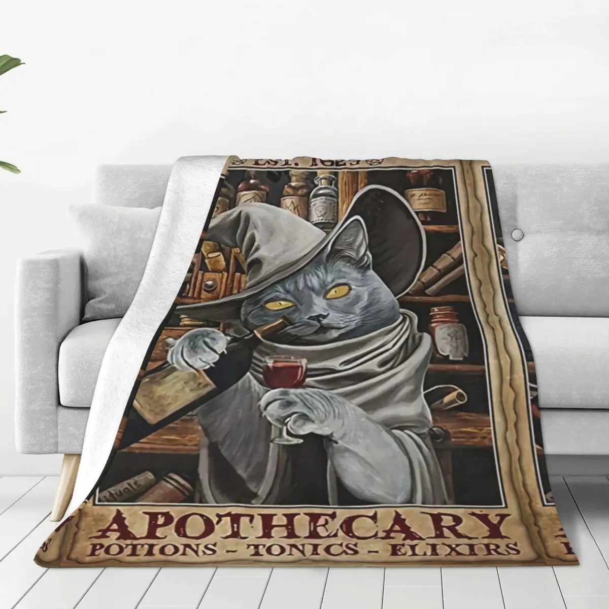 

Cat The Pours Beer Blankets Wool Funny Breathable Throw Blankets for Coverlet Summer