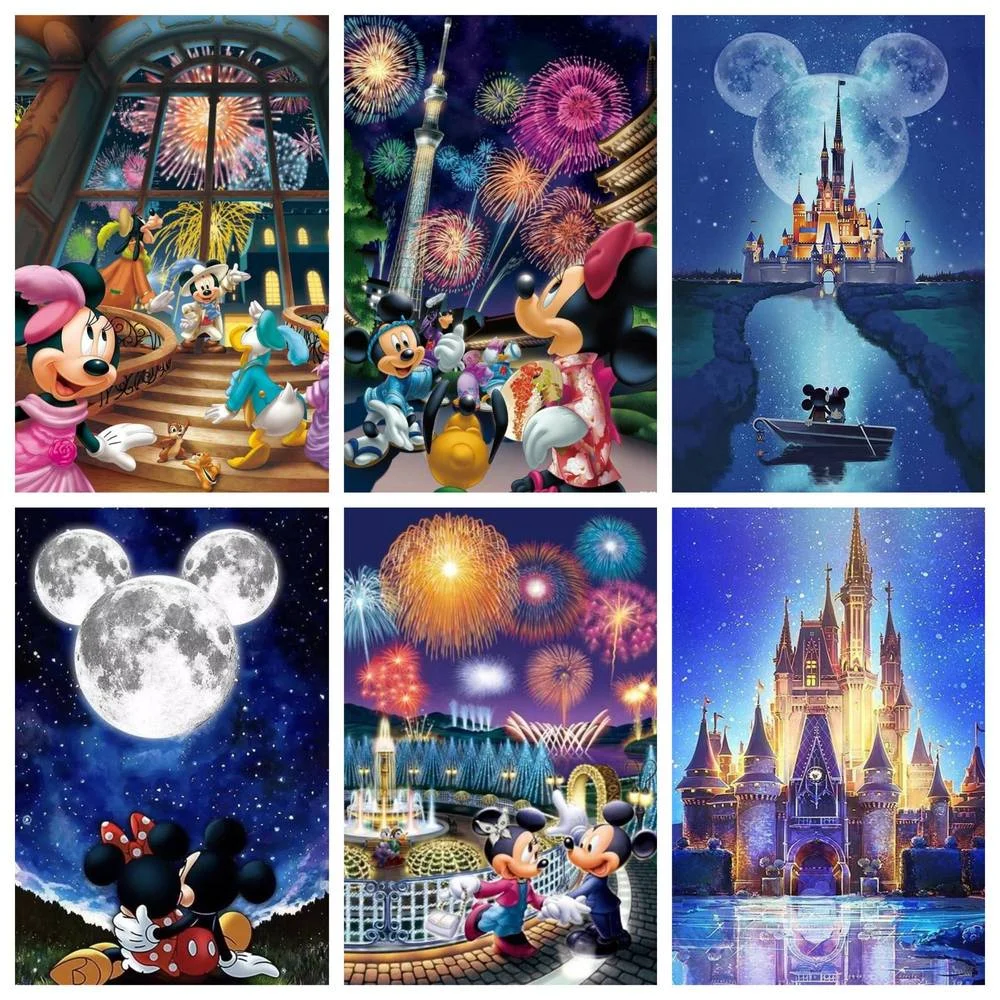 

Disney 5D DIY Diamond Painting Cross Stitch Set Cartoon Mickey Minnie Castle Manual Inlay Children's Gifts Home Wall Art