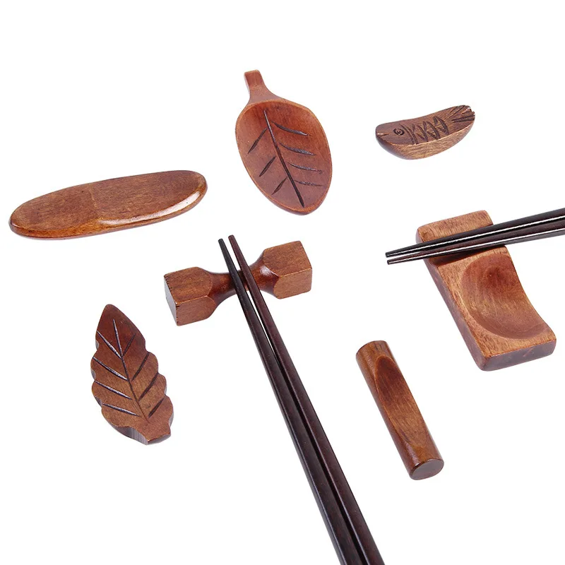 

Japanese Wooden Vintage Chopsticks Holder Leaves Duck Shape Rest Spoon Rack Fork Holder Tableware Accessories Kitchen Tool