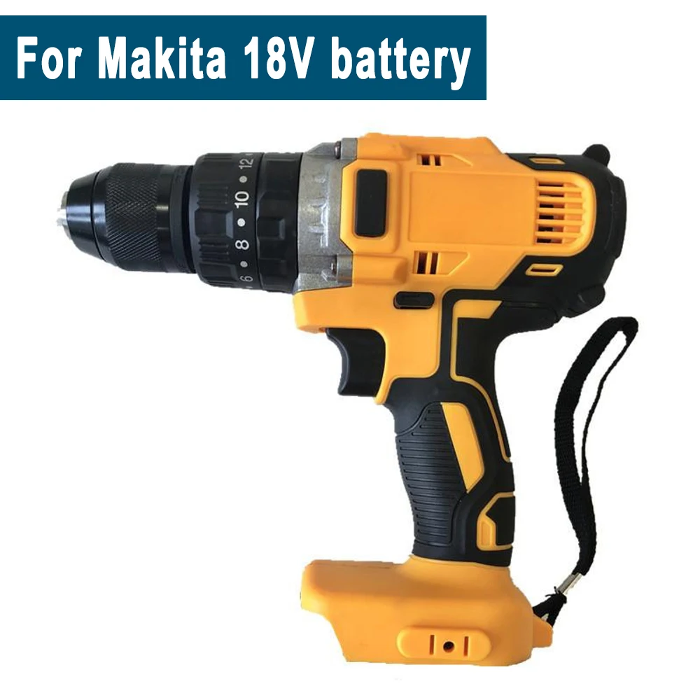 

18V Cordless Electric Flat Drill Screwdriver Hammer 3 In 1 90Nm 1500r/min Wrench Rechargeable Power Tool for Makita 18V Battery