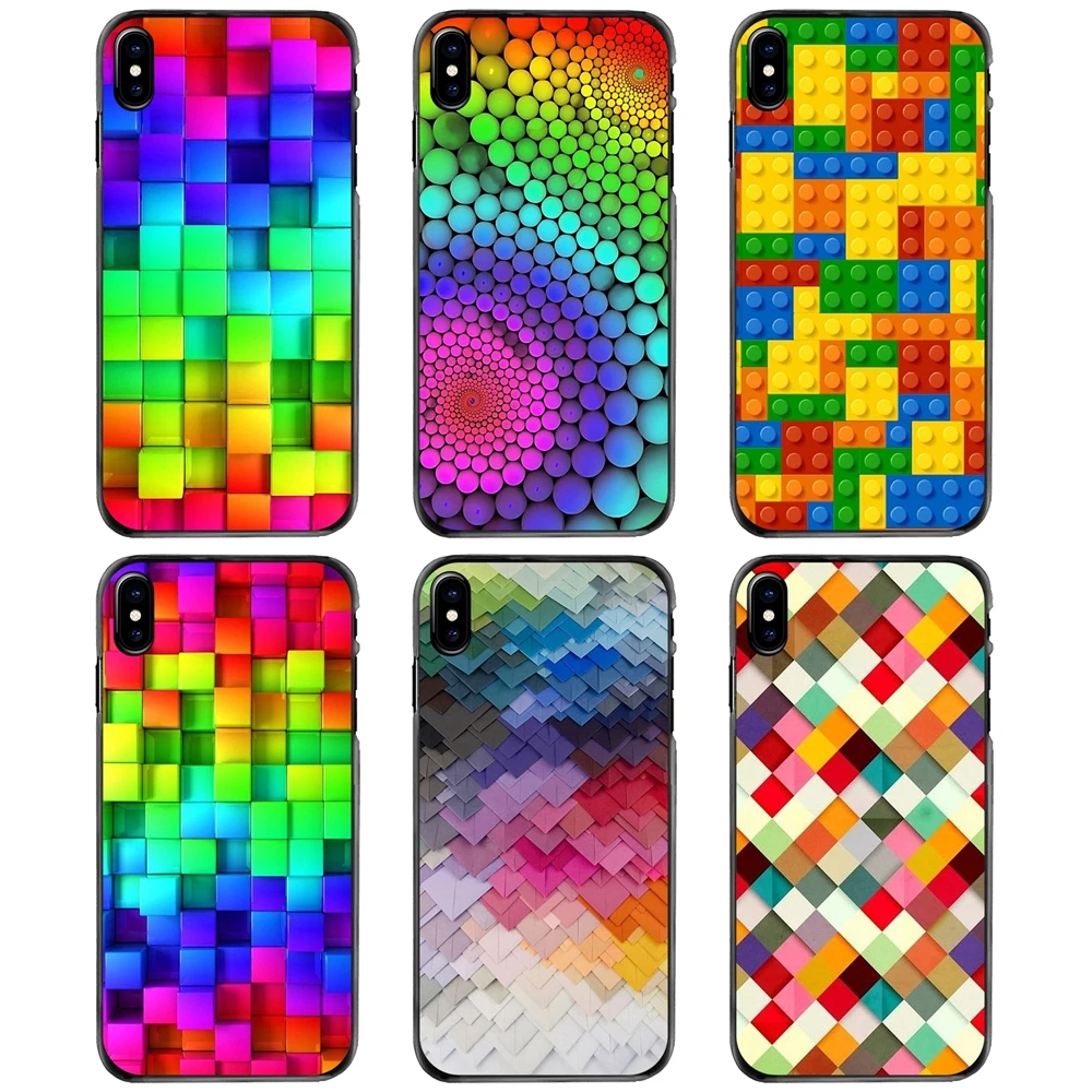 

Hard Phone Skin Case For Apple iPhone 11 12 13 14 Pro MAX Mini 5 5S SE 6 6S 7 8 Plus 10 X XR XS blocks rainbow 3d graphics cubes