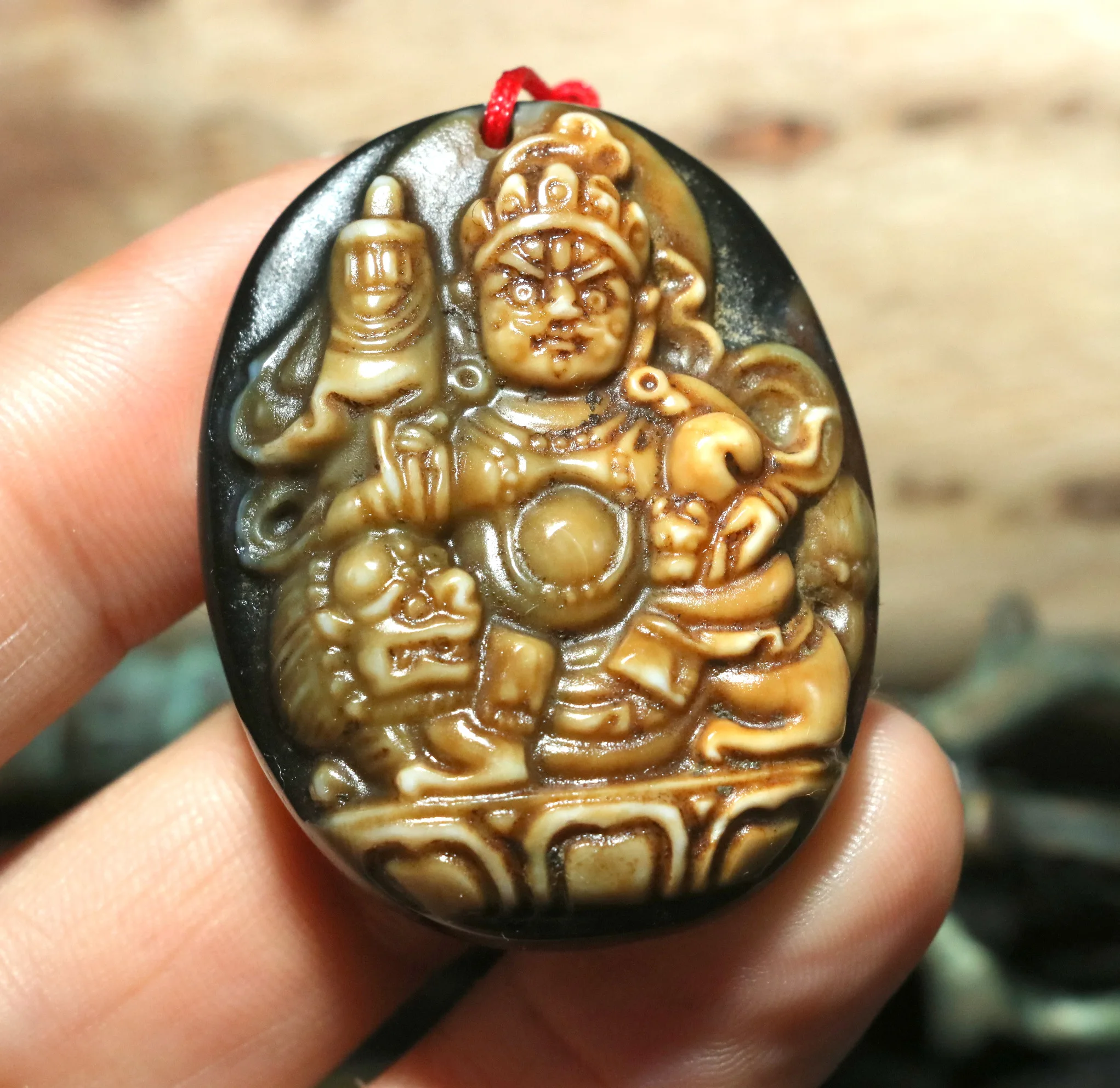 Уникальный узор волшебная энергия Тибетский Старый Агат скульптурный Бог