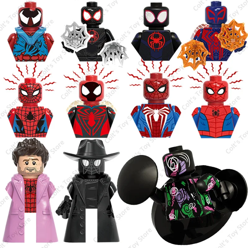

Superhero Spider-Man Toys Mini Action Figures Building Blocks Bricks Miles Morales Peter B Parker Doll Assembling Model Kid Gift
