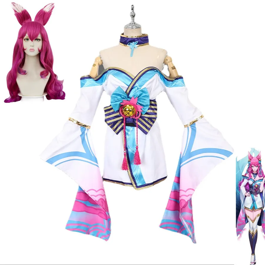 

Anime Game Lol Spirit Blossom Ahri Ali Cosplay Costume Nine-Tailed Fox Chinese Style Hanfu Woman Sexy Carnival Halloween Suit