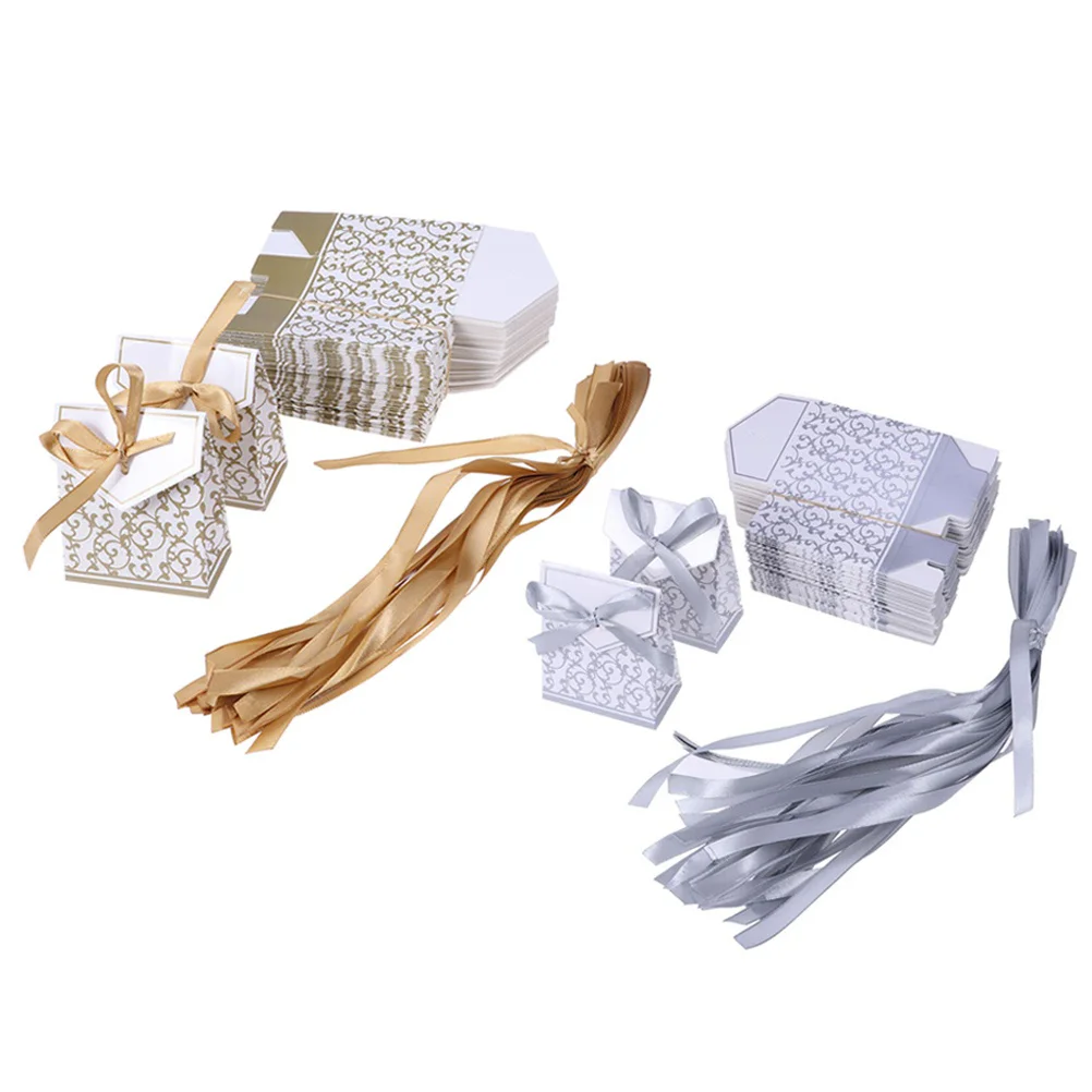 

100 Pcs Wedding Wedding Wedding Wedding Candy Boxes Candy Boxes Paper Foldable Printed Treat Boxes Gift Boxes Chocolate Boxes