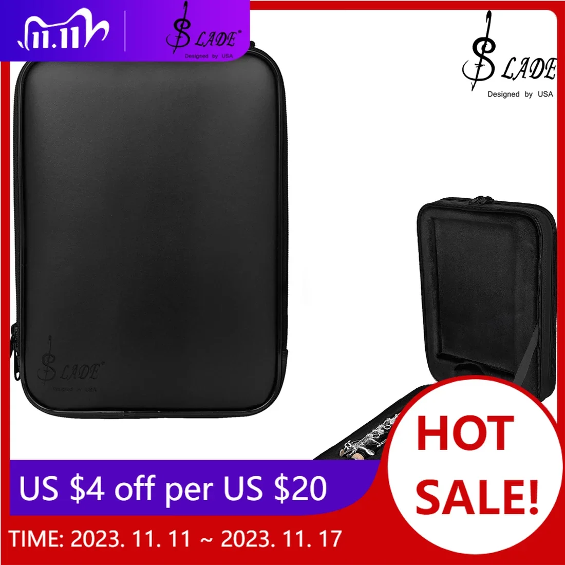 

SLADE коробка для кларнета, черная портативная кожаная компрессионная трубка для хранения, квадратная коробка, двойные сумки через плечо, детали для деревянных инструментов