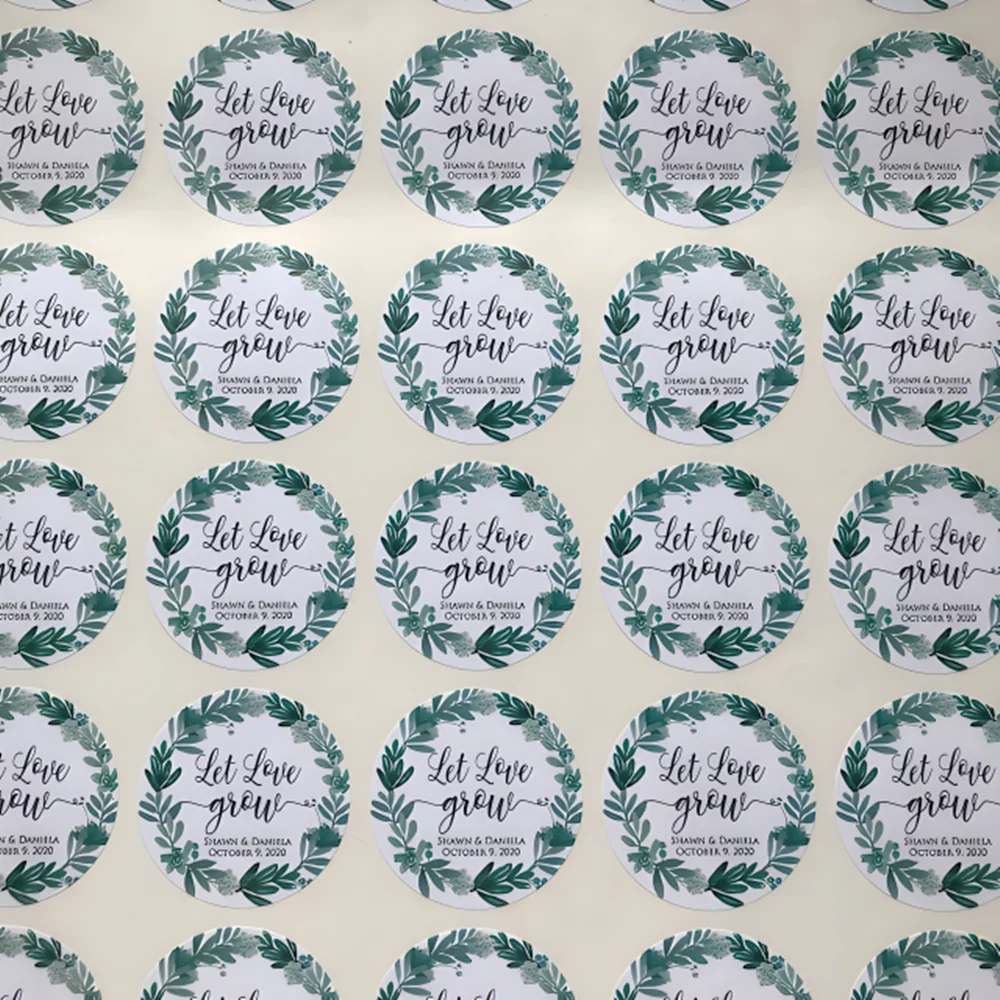 Наклейки Let Love Grow сочные свадебные сувениры наклейки этикетки зеленые
