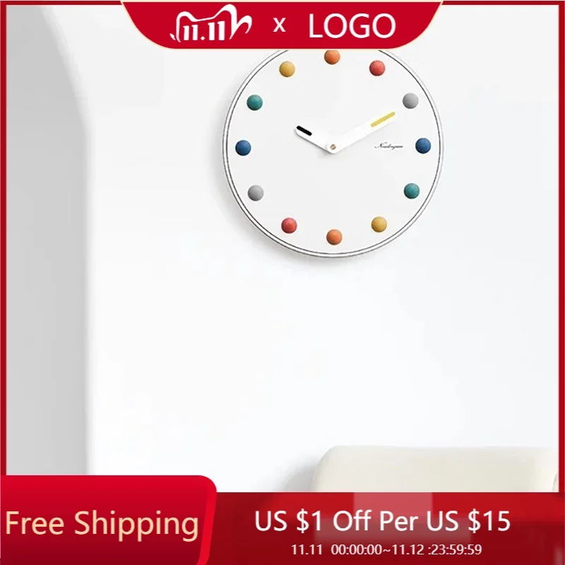 

Настенные часы в скандинавском стиле, милые маленькие современные детские простые бесшумные художественные украшения для гостиной